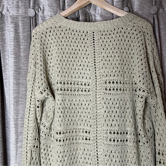 NWT RXB Open Knit Crochet Tan Crewneck Sweater Size Large - Picture 15 of 15